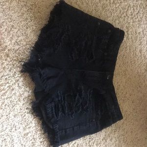 Ripped black Jean shorts